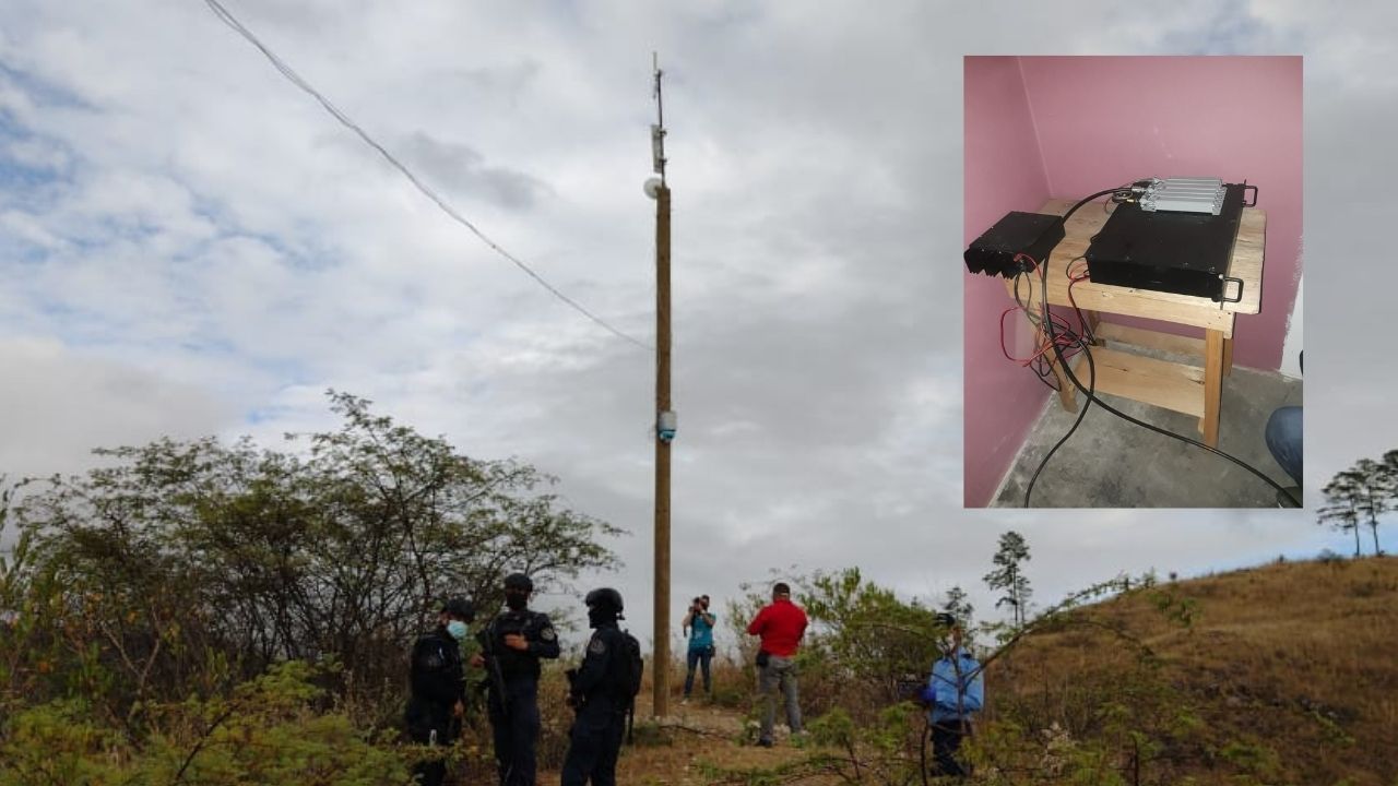 Decomisan sistema electrónico repetidor para señal de celulares instalado por una pandilla en Amarateca