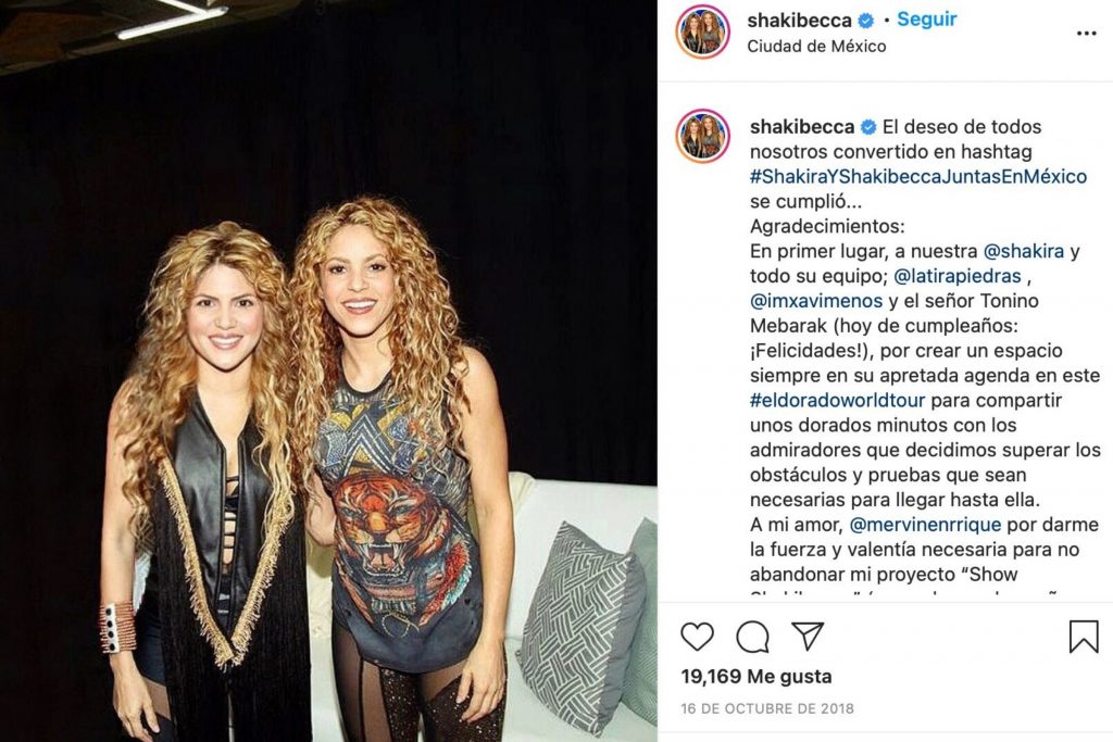 Rebeca Maiellano junto a Shakira