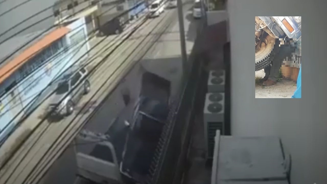 Cámaras de seguridad captan el momento cómo murió el conductor de grúa tras caerle un vehículo en San Pedro Sula
