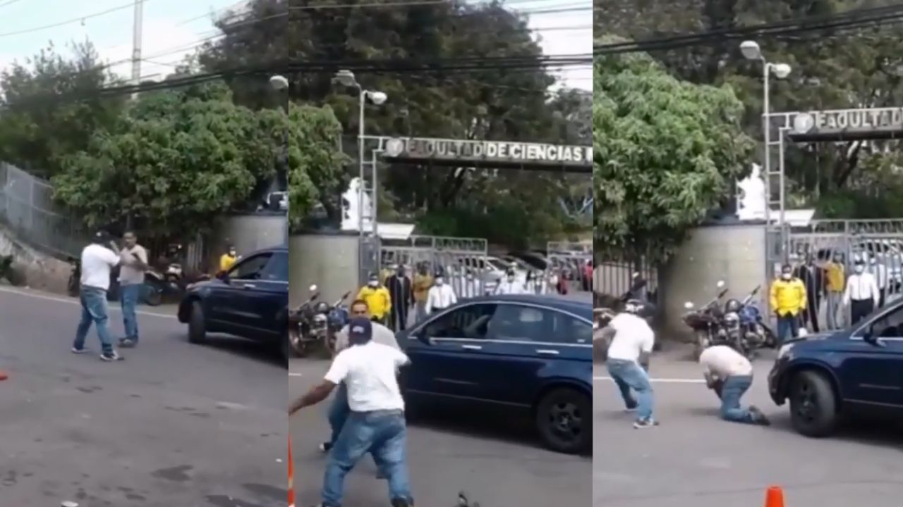 Vídeo de dos conductores que se van a los golpes afuera del Hospital Escuela se viraliza en redes