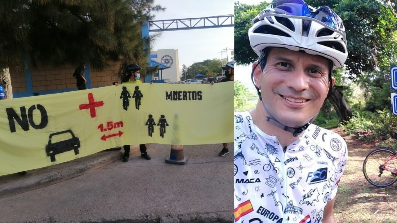 Ciclistas organizados exigen aplicar justicia a responsable de atropellar al abogado hondureño Armando Aguilar