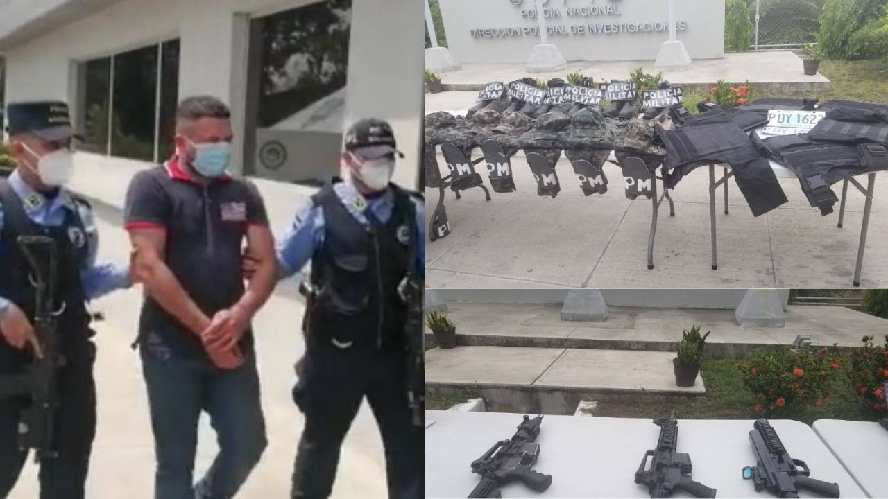 Capturan a coordinador logístico de la Pandilla 18 con chalecos antibalas y uniformes completos de uso militar