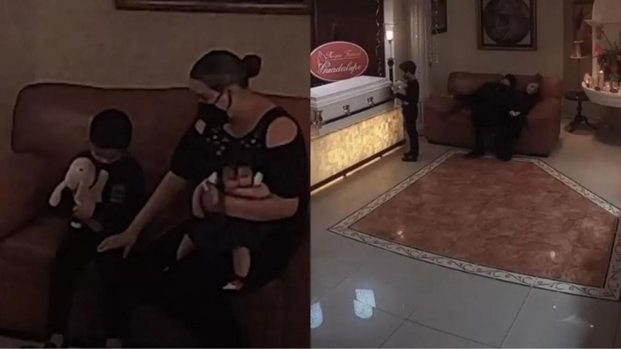 Conmovedora reacción de niño ante la pérdida de su hermanito, abrió el ataúd y se acostó a su lado