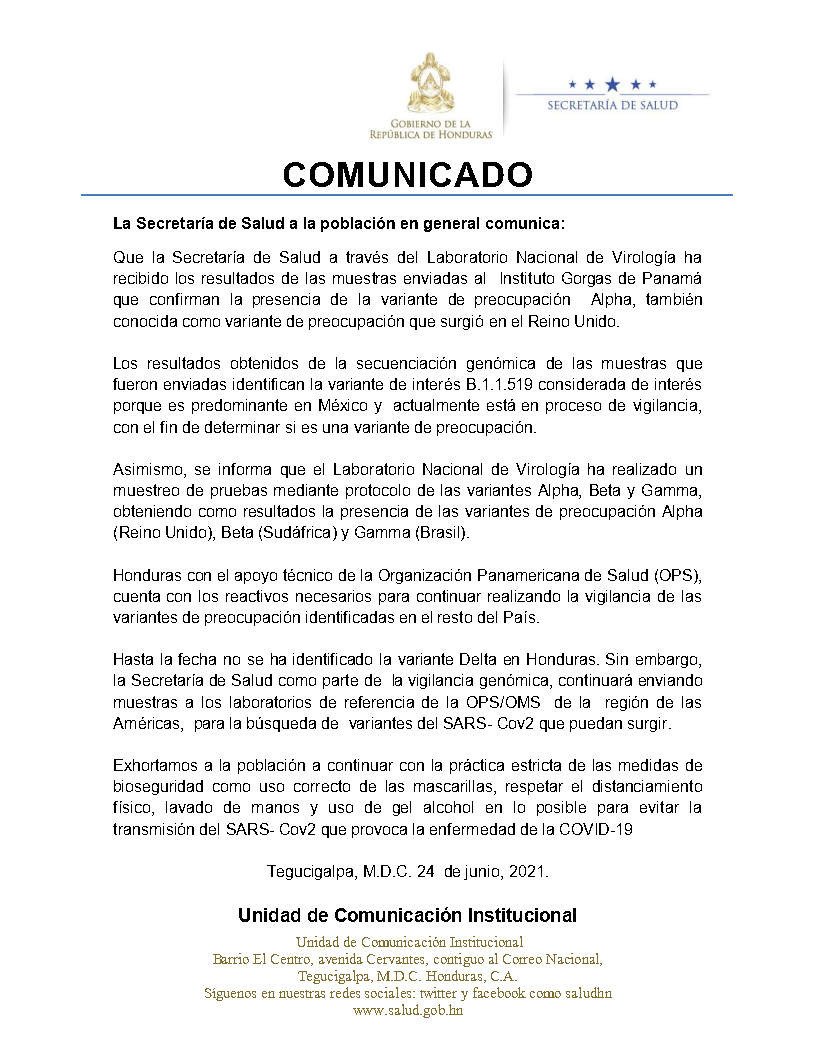 Tres variantes del covid circulan en Honduras, confirman autoridades de Salud