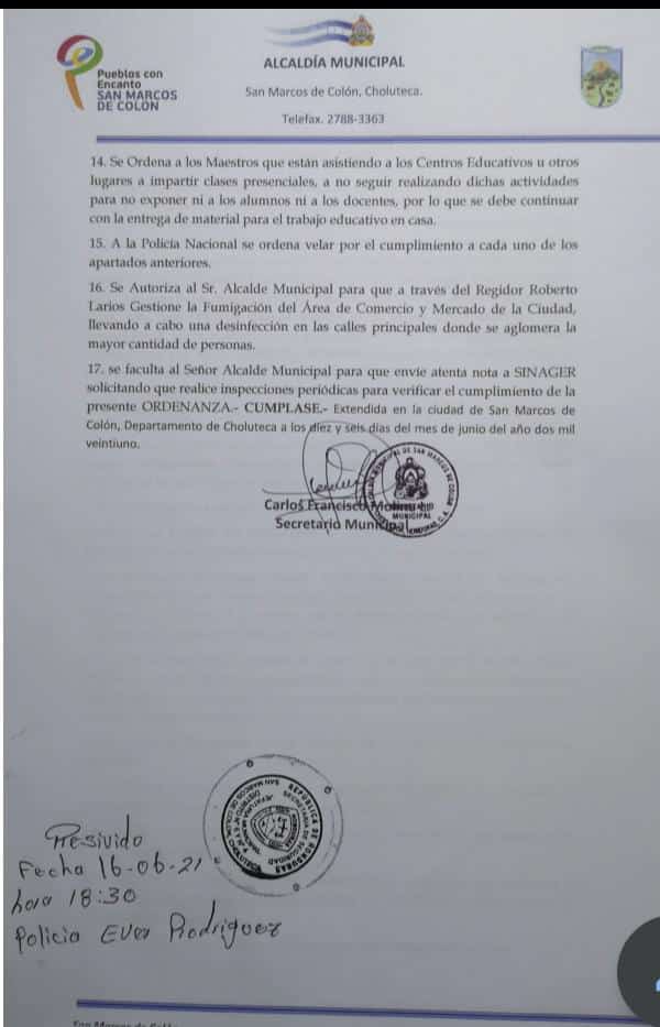 Ley seca y otras restricciones en este municipio de Honduras durante un mes
