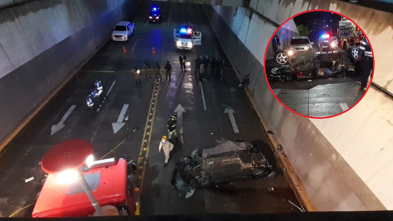 Dos personas mueren luego de que el vehículo en el que se conducían saliera volando y cayera a un túnel en Tegucigalpa ¡Aquí el video!
