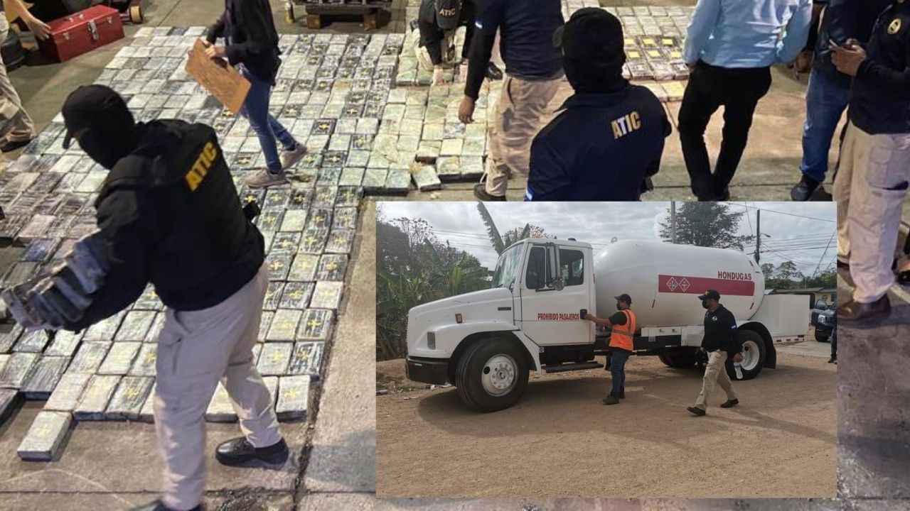 ATIC incauta 488 kilos de supuesta cocaína dentro de carro cisterna de gas de LPG en Honduras