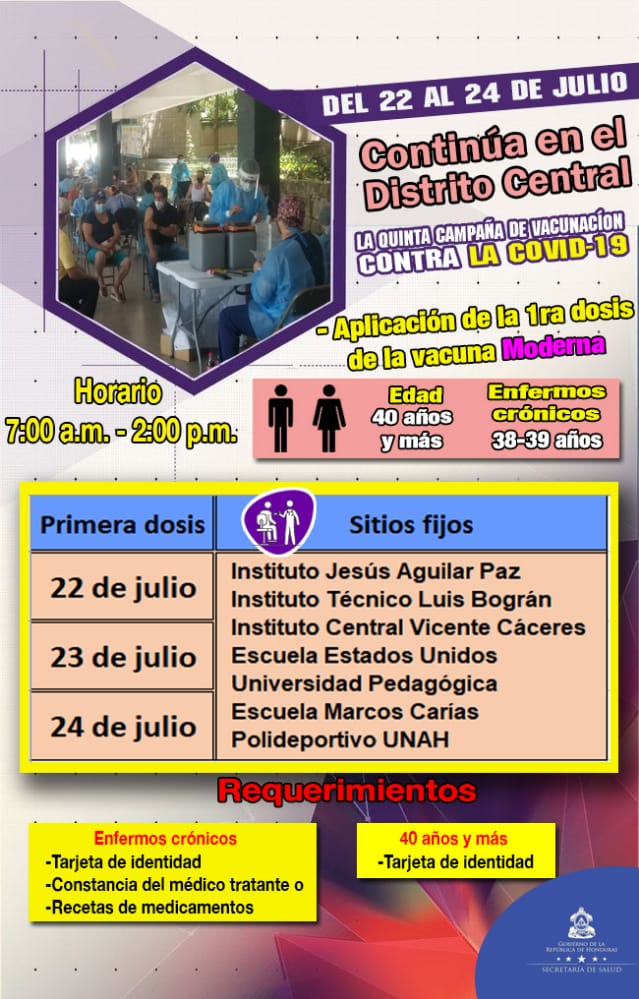 Revisa cuándo te toca aplicarte la vacuna en el Distrito Central si tienes más de 38 años