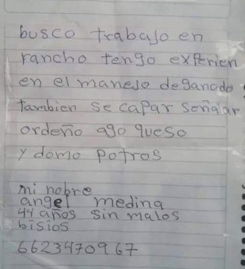 Hombre hizo su currículum a mano, con errores ortográficos y recibió más de 30 ofertas de trabajo