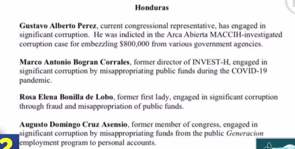 Estados Unidos publica la Lista Engel y estos son los hondureños mencionados