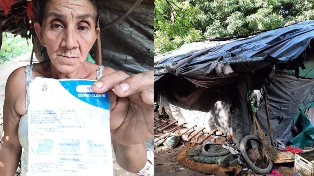 ¡Insólito! De 16 mil lempiras le salió recibo de luz a humilde hondureña que vive en casa de plástico