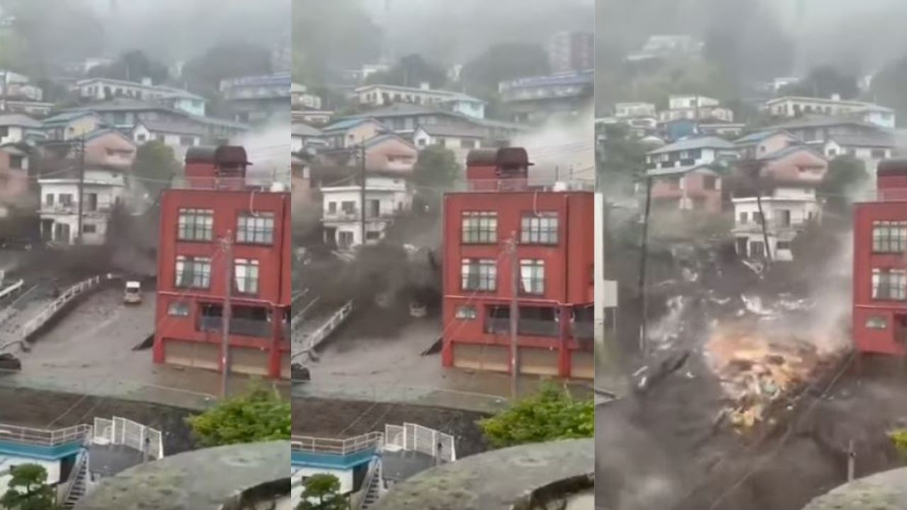 Captan dramático momento de un gran deslizamiento de tierra arrasa con una comunidad en Japón; hay 20 personas desaparecidas