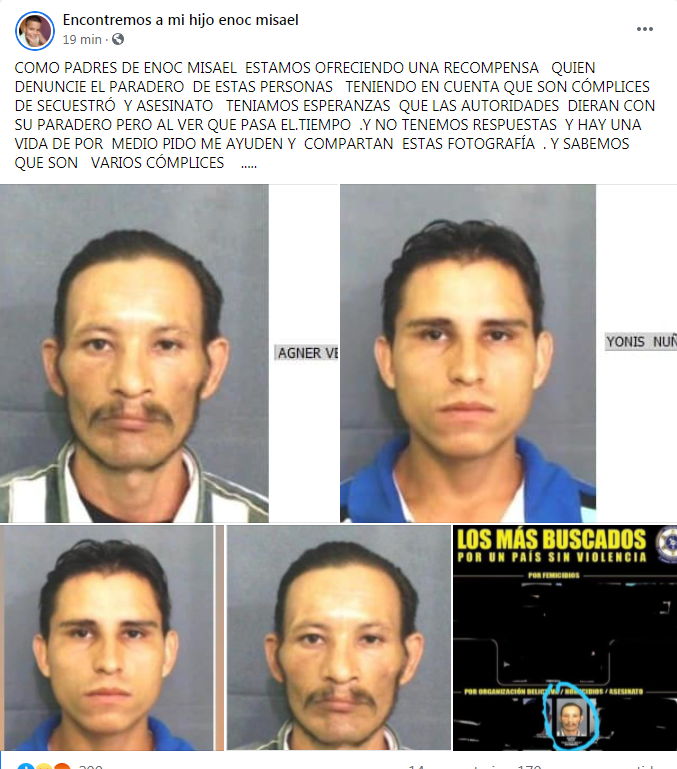 Padres de Enoc ofrecen recompensa para quien encuentre a dos supuestos involucrados en el secuestro de su hijo