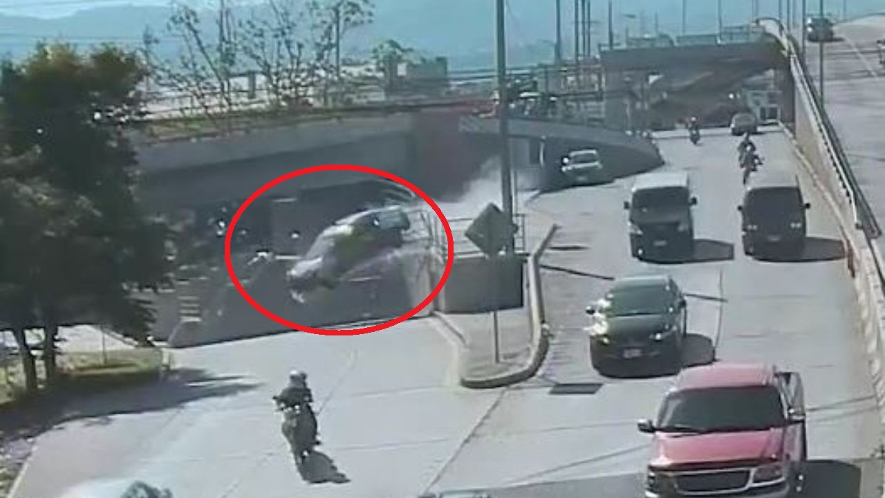 Impactante vídeo del 911 muestra a vehículo que 'salió volando' en un bulevar de Tegucigalpa