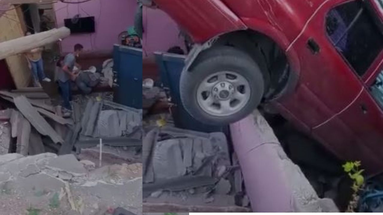 Video capta cómo integrantes de la familia se salvan de morir en Tegucigalpa luego que vehículo cayera sobre vivienda