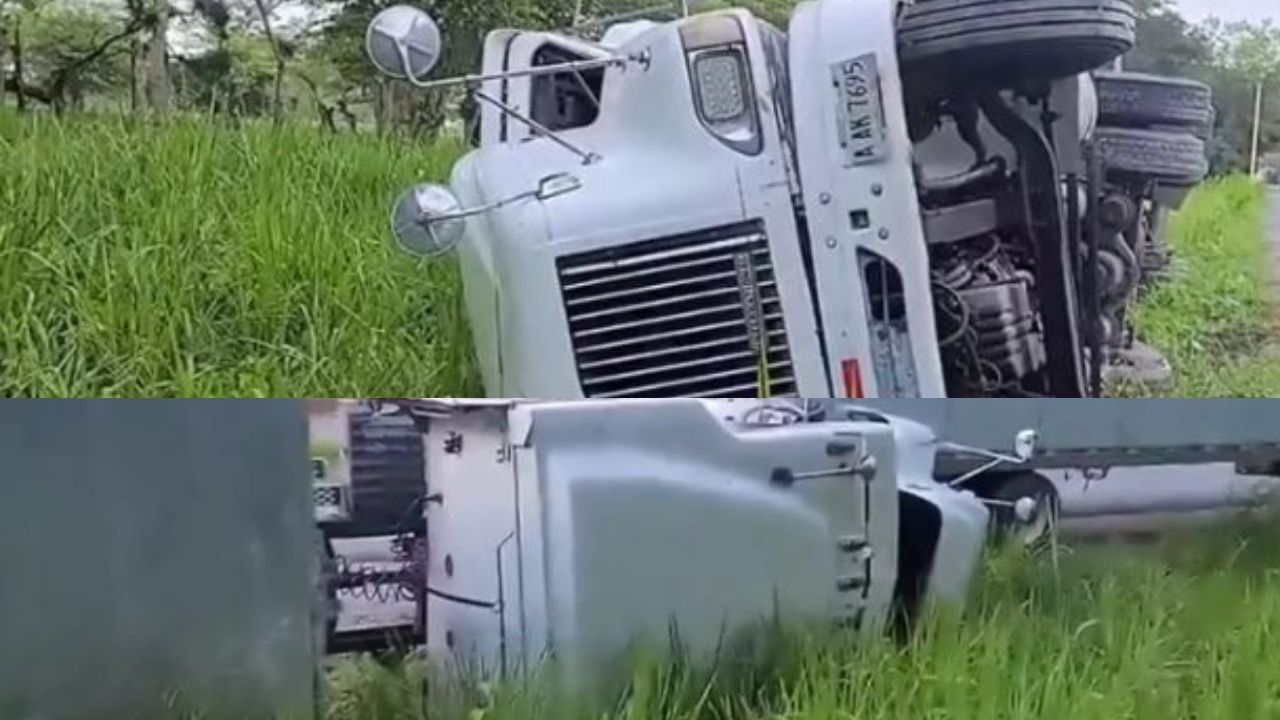 Honduras: Rastra cargada de cervezas se vuelca en Copán; conductor resulta lesionado
