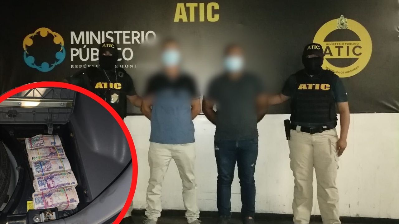 Detienen a dos hondureños en posesión de 2 millones de lempiras y un arma de fuego