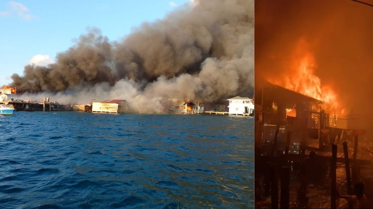 Dramáticas imágenes: Incendio consume unas 90  viviendas en Guanaja, Islas de la Bahía
