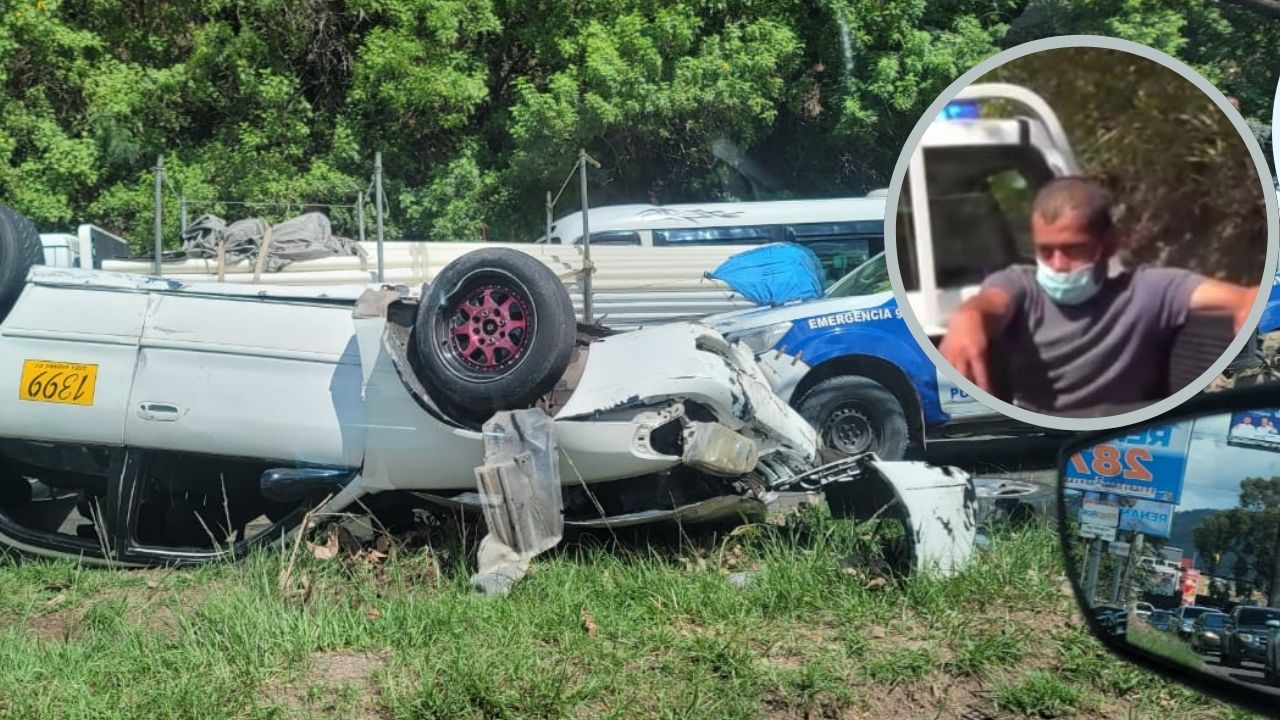 Conductor de taxi y pasajeros ebrios se accidentan en Tegucigalpa; 'si hemos bebido' dijo ocupante