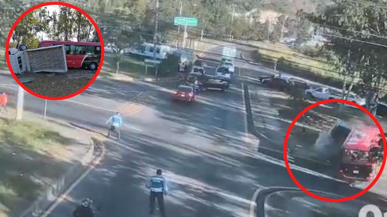 Cámaras del 911 captan aparatoso accidente entre rapidito y camión en Tegucigalpa
