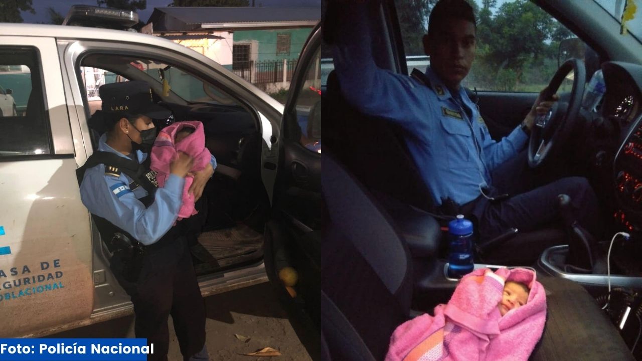 Agentes policiales rescatan a recién nacida abandonada en bolsa de plástico