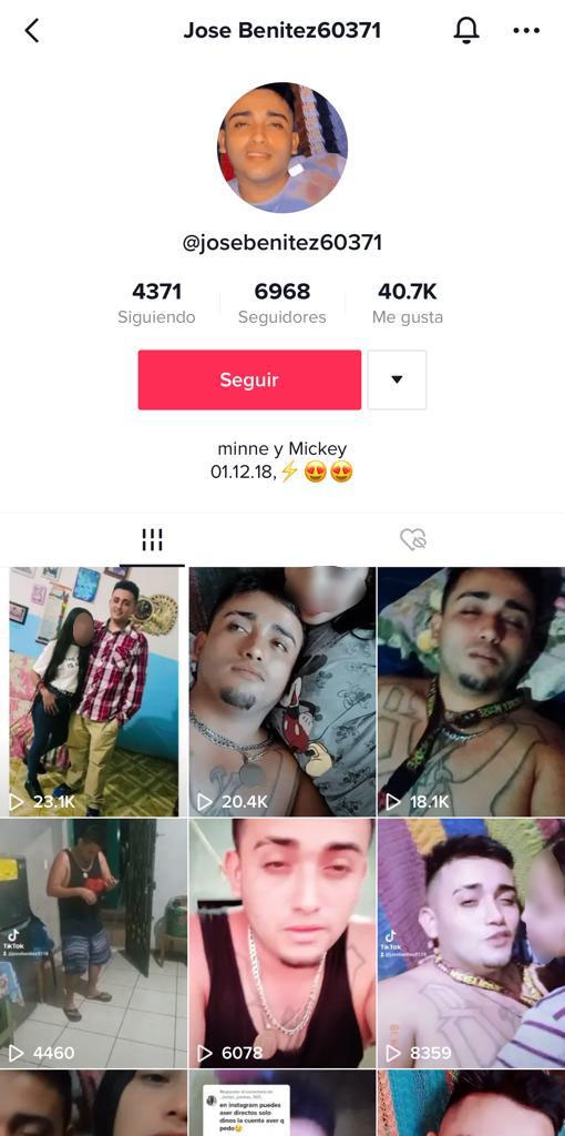 Captura de pantalla del perfil en Tik Tok de Jose Benítez