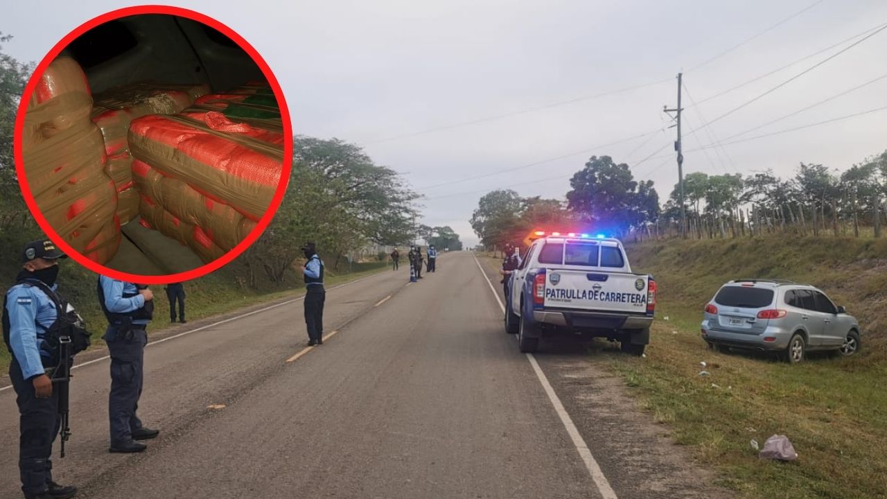 Abandonan vehículo con varios paquetes de droga tras persecución policial en Olancho