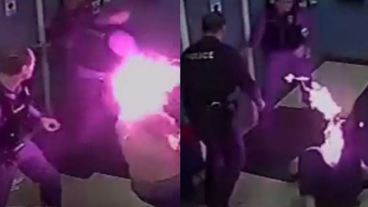 Difunden vídeo de hombre envuelto en llamas después que policía le disparara con un táser