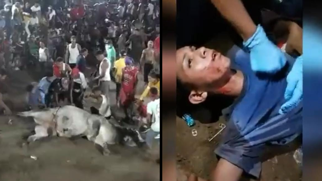 Vídeo: Hombre recibe patada mortal de un toro luego de haberlo maltratado