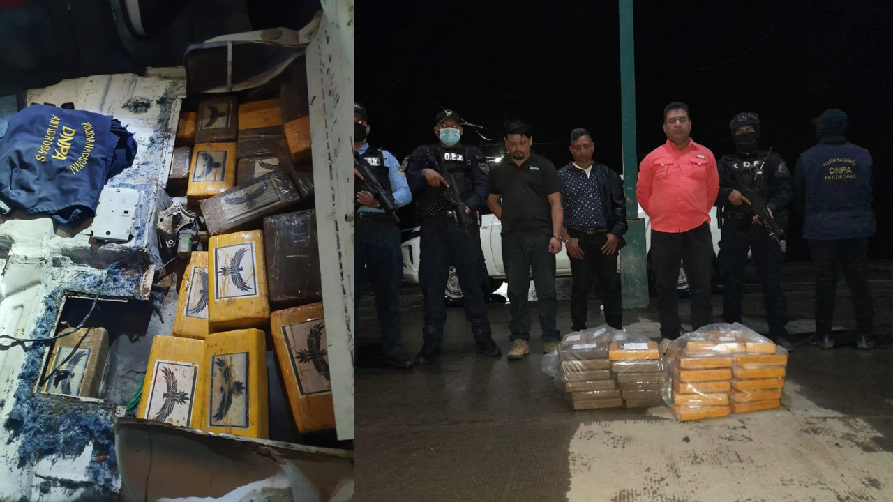 Tres personas capturadas y 70 kilos de cocaína deja operación 'Cazador' en Atlántida, Honduras