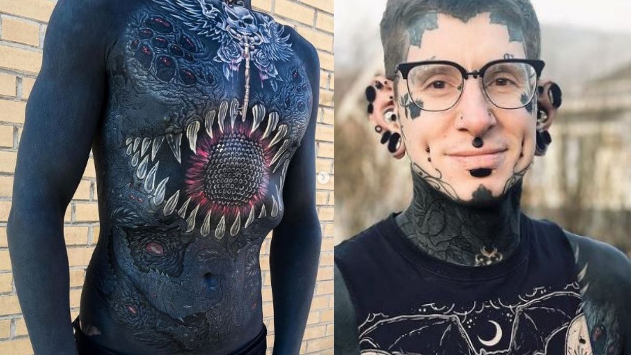 Se tatuó su piel por completo y causa furor en redes; joven revela qué tatuaje le dolió más