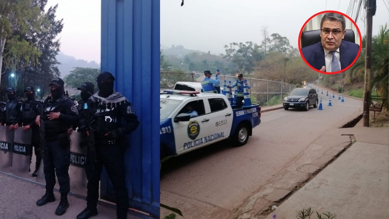 En imágenes: Intenso despliegue policial afuera de Fuerzas Especiales a la espera del traslado de JOH