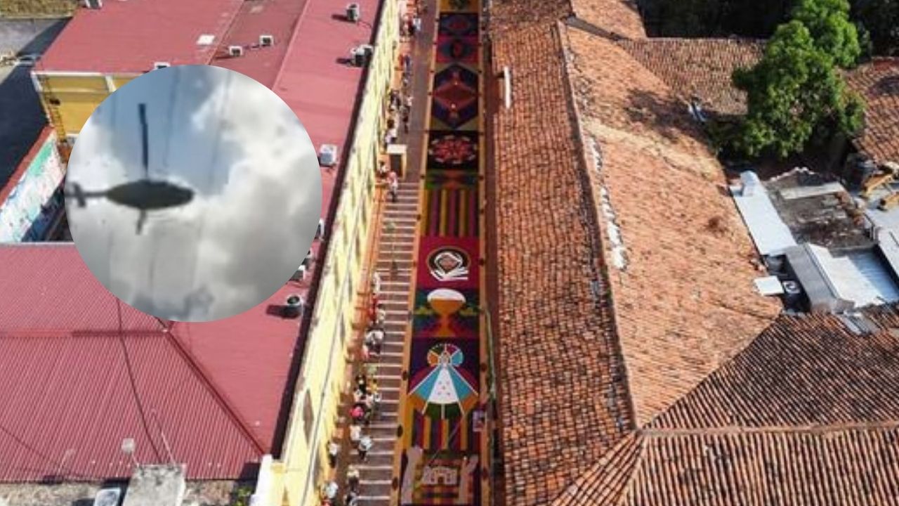 Video: Helicóptero destruye alfombras de aserrín en Comayagua