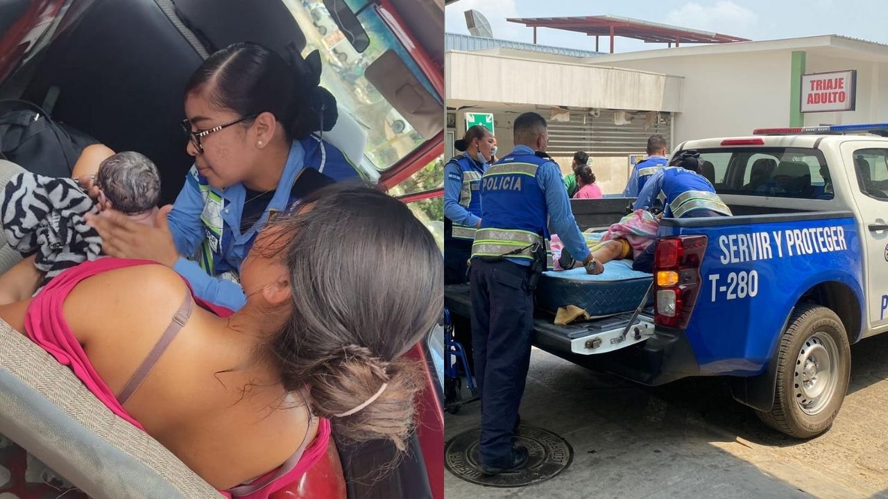 En medio del caos, mujer dio a luz en un vehículo policial