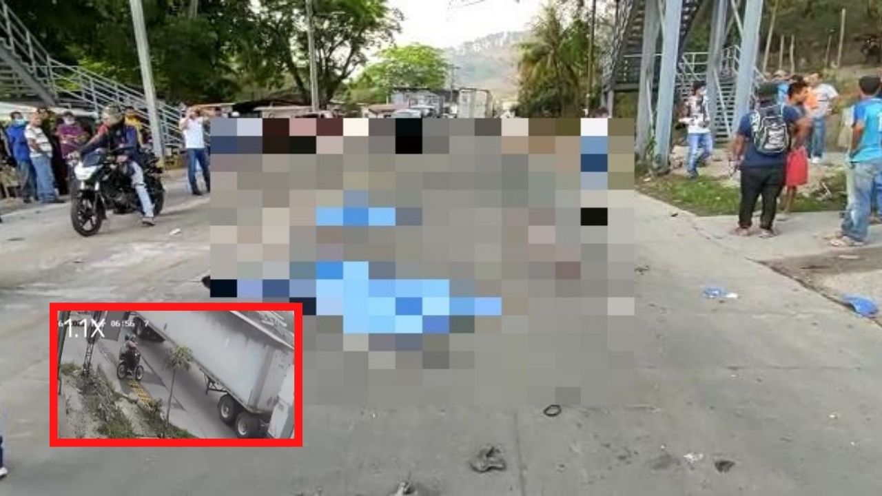 Dramático momento en el que familia en motocicleta impacta con una rastra en Santa Bárbara