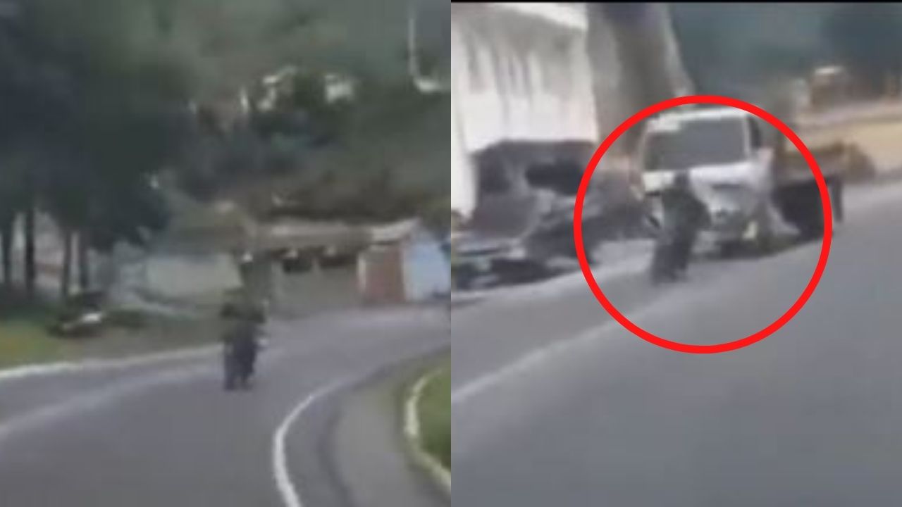Motociclista invade carril contrario e impacta contra camión; mira el brutal vídeo