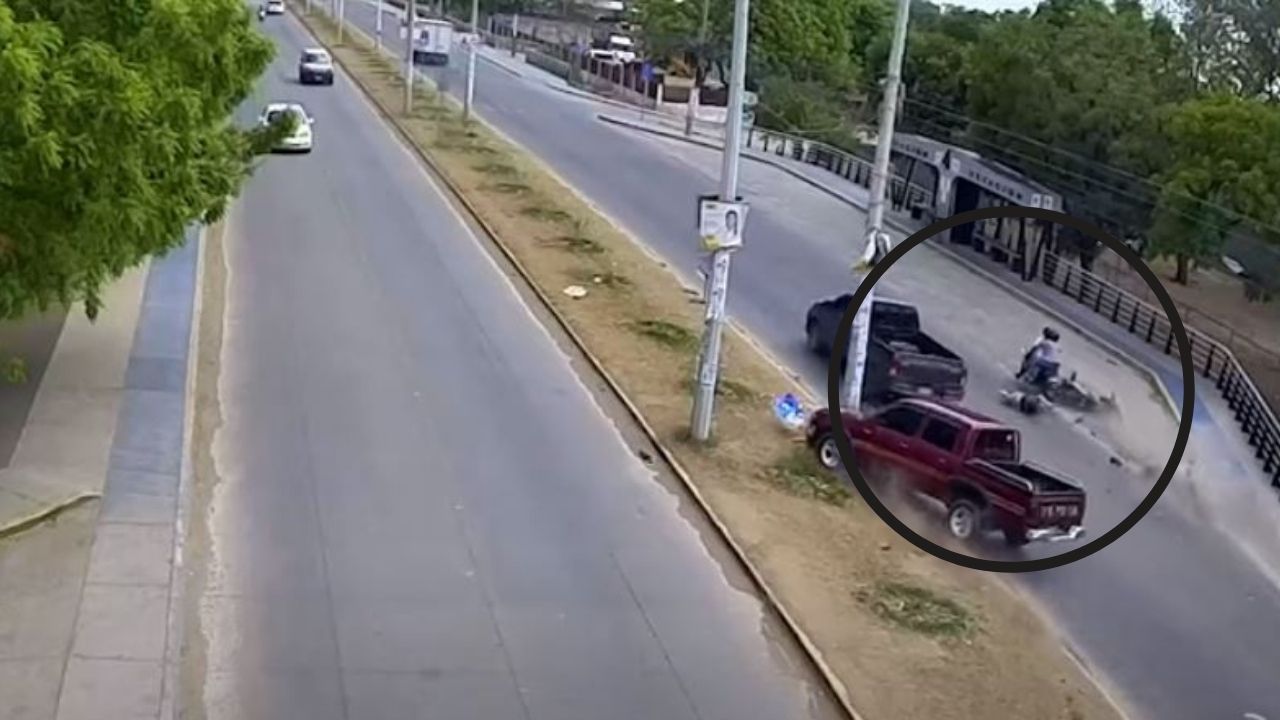 Captan brutal accidente en Tegucigalpa; vehículo choca contra otro y dos motos, ocupantes salen volando