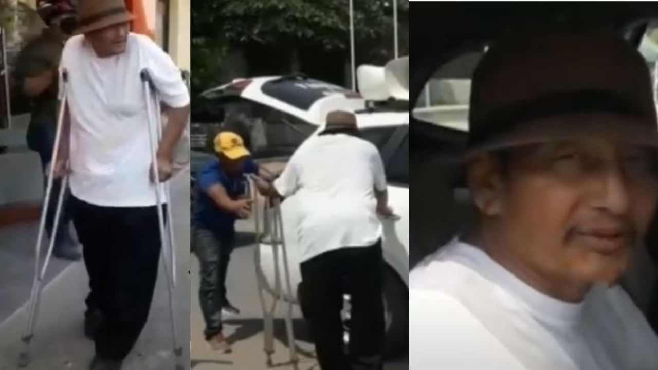 Vídeo: Apóstol Santiago Zúniga reaparece en muletas y bajo de peso tras estar postrado en un hospital