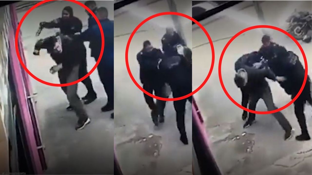 Imágenes muestran golpiza de tres policías a joven que no tenía los papeles de su moto