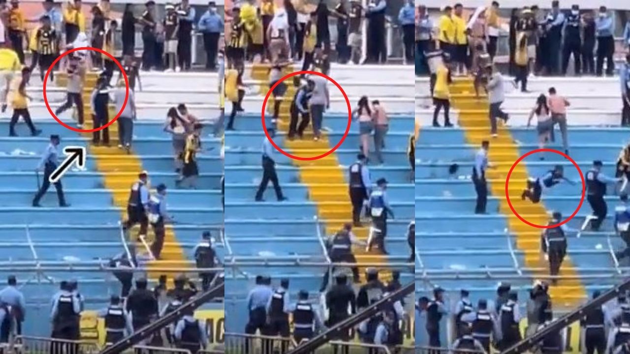 Policía solicita notificación azul en relación al hondureño que lanzó una patada a una policía, ¿de qué se trata?