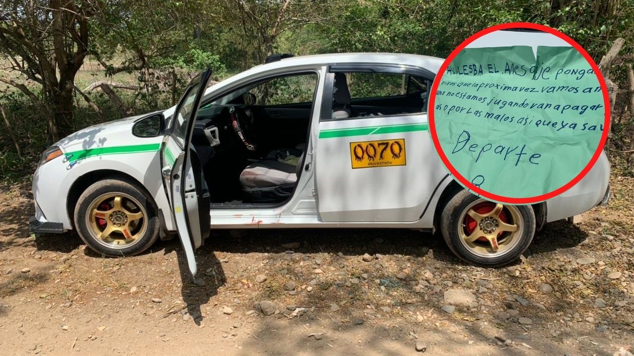 Raptan a taxista hondureño y le disparan en una pierna; le dejaron esta nota extorsiva