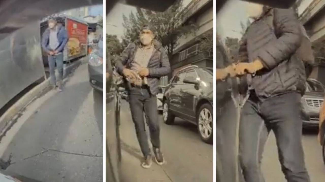 Delincuente armado aprovecha el tráfico y asalta a conductor, todo quedó grabado