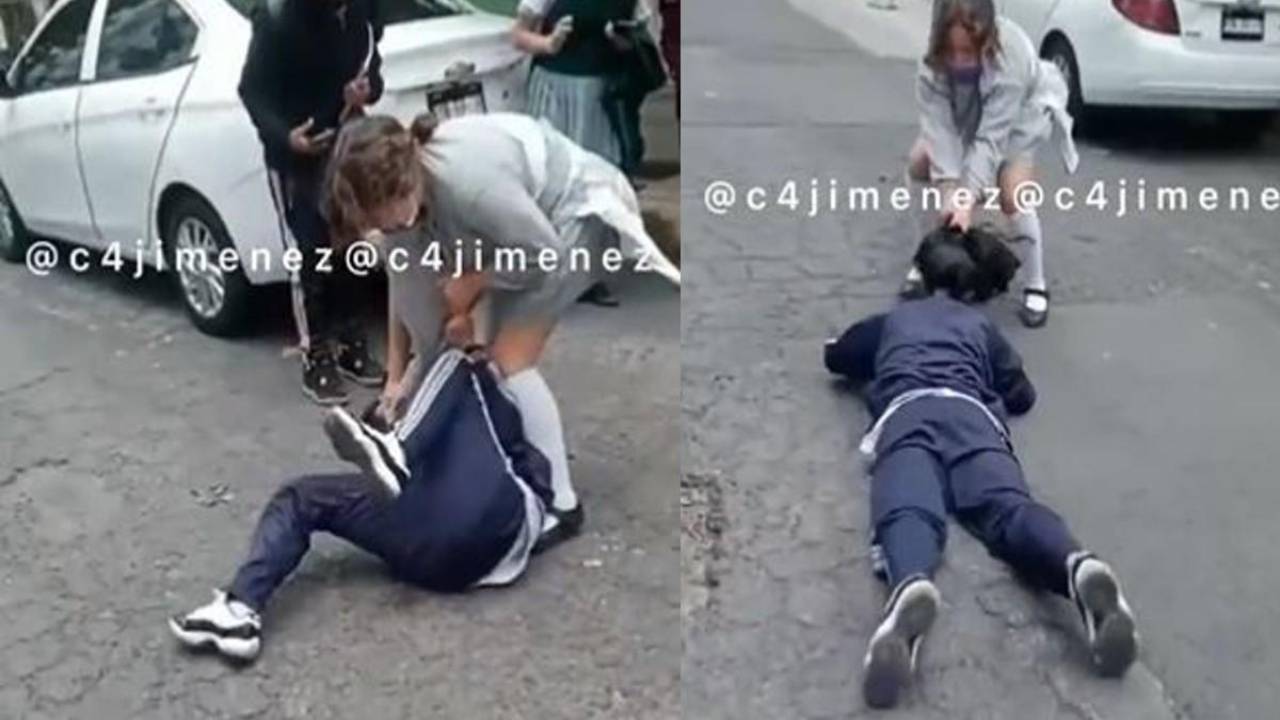 Graban a estudiante mientras arrastra del cabello a una compañera de colegio