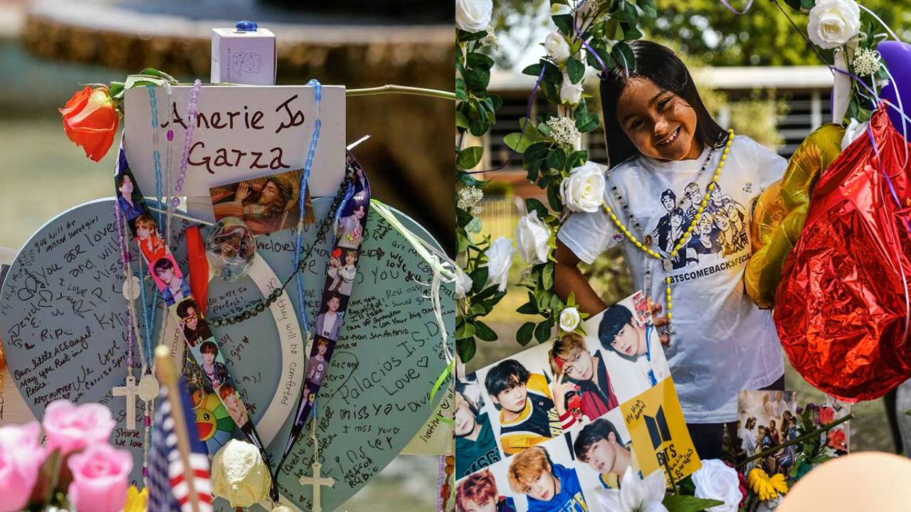 Niña casi sufre un ataque cardíaco al llorar ante la cruz de su amiga que murió en tiroteo en Texas
