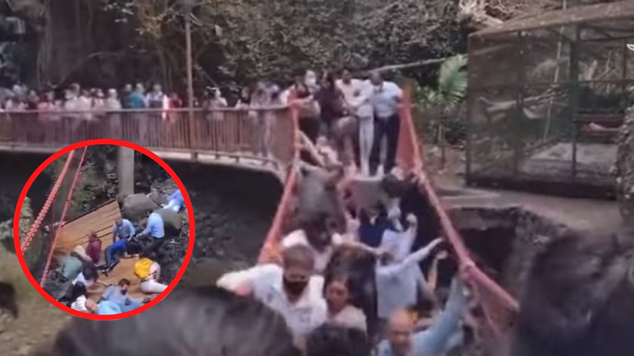 Se desploma puente colgante con todo y políticos que lo reinauguraban