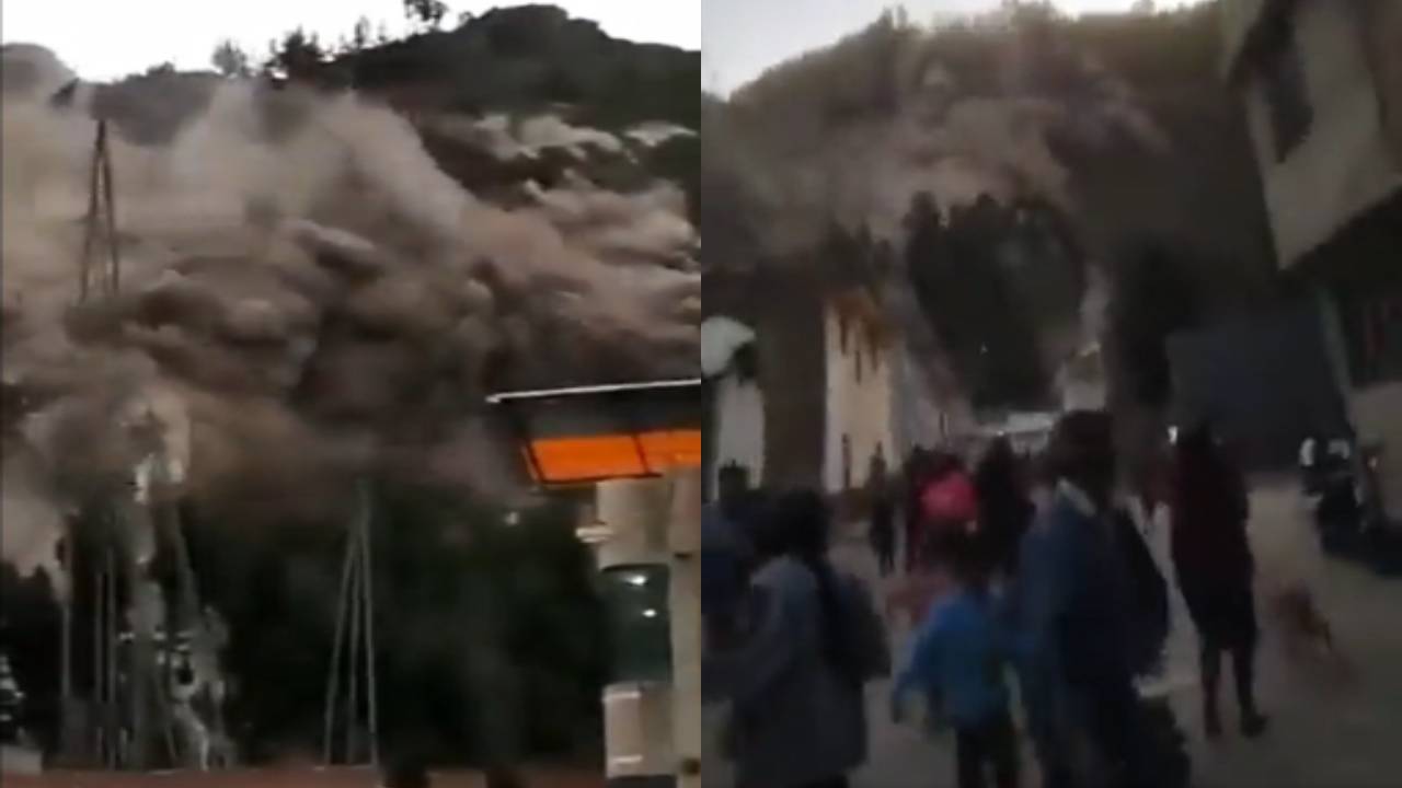 Los angustiosos momentos de pobladores durante impresionante deslizamiento de un cerro en Perú
