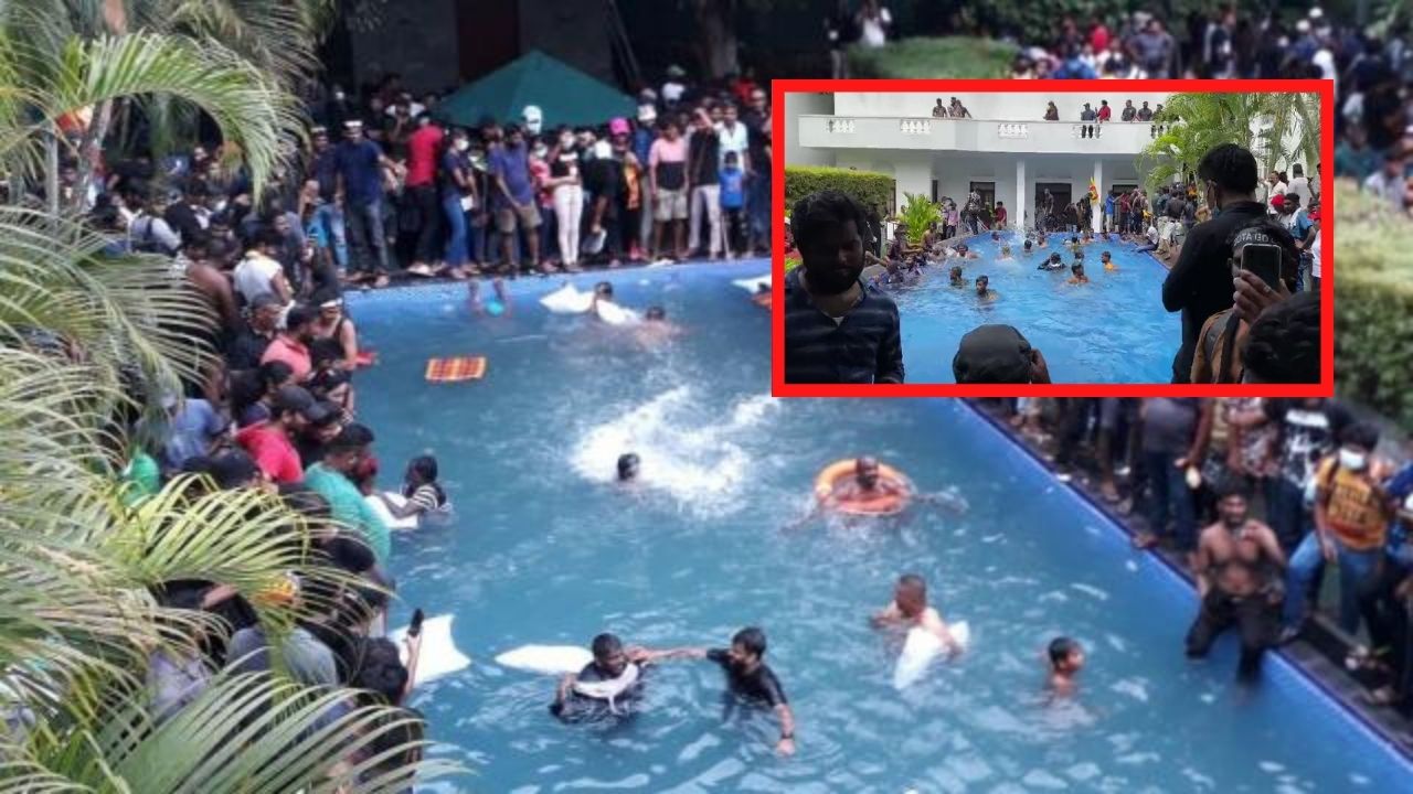 Viral: Manifestantes invaden piscina de palacio presidencial en señal de protesta