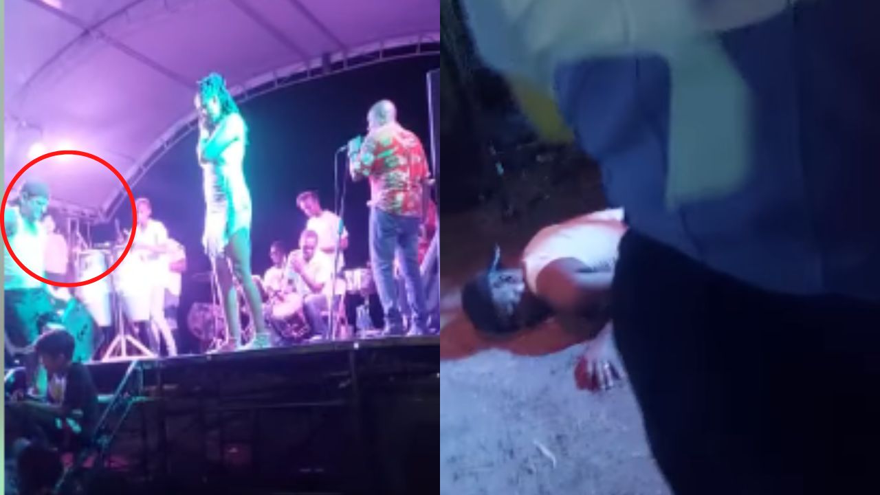 Captan en vídeo estrepitosa caída de un hondureño que intentaba subir al escenario de las Chicas Roland’s