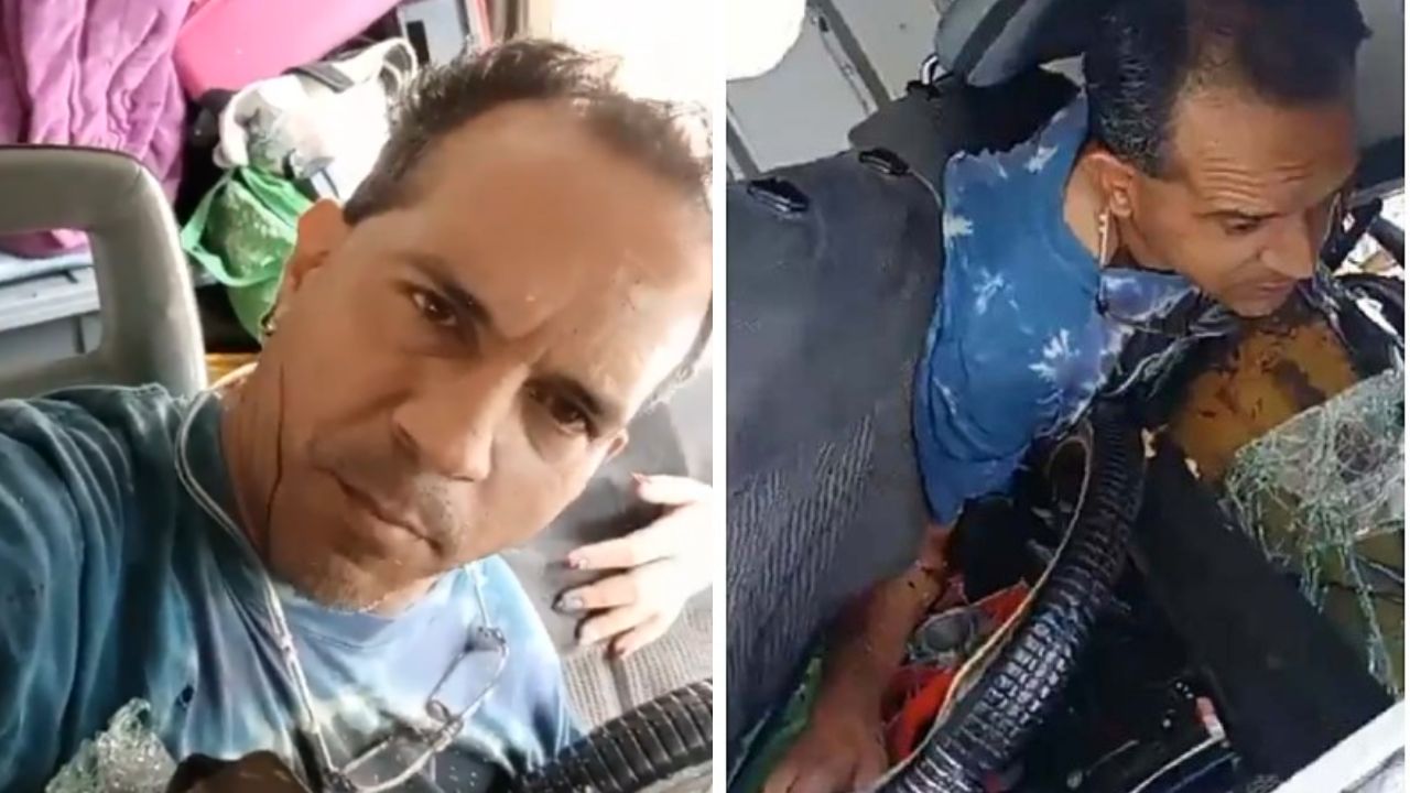 'Un camión se quedó sin frenos y estoy atrapado': Hombre hace Facebook Live para pedir ayuda tras accidente