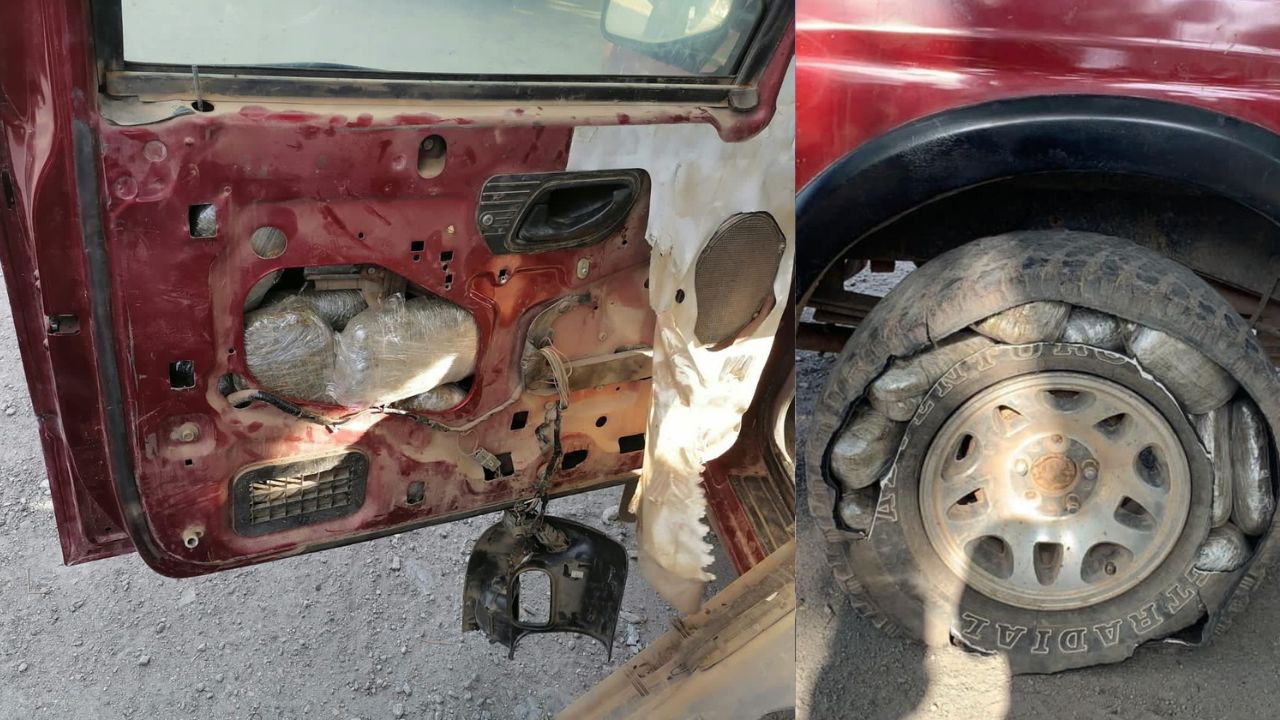 Ocultos en compartimientos falsos transportaban 158 paquetes de supuesta marihuana en Cortés